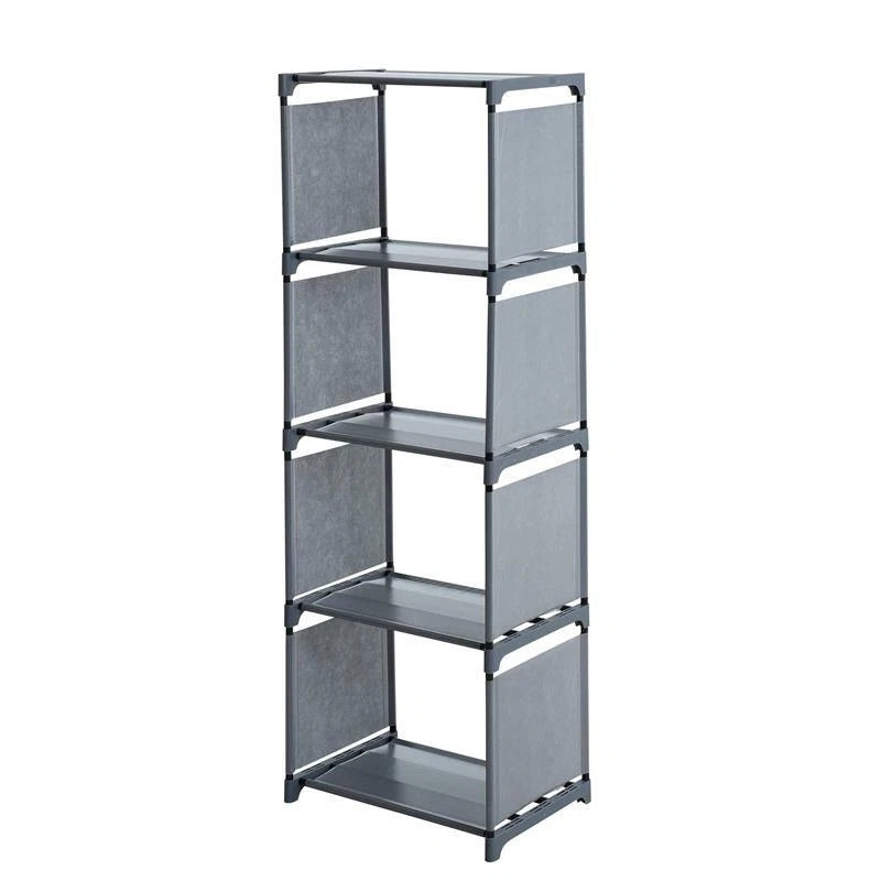 5-Lagen Boekenkast met 4 Opbergvakken – Moderne Boekenplank en Displaykast – Opvouwbare Organizer van Non-Woven Stof & PP – Ruimtebesparend Opslagrek voor Boeken, Documenten en Decoratie – 125×41×28 cm – Lichtgewicht & Duurzaam