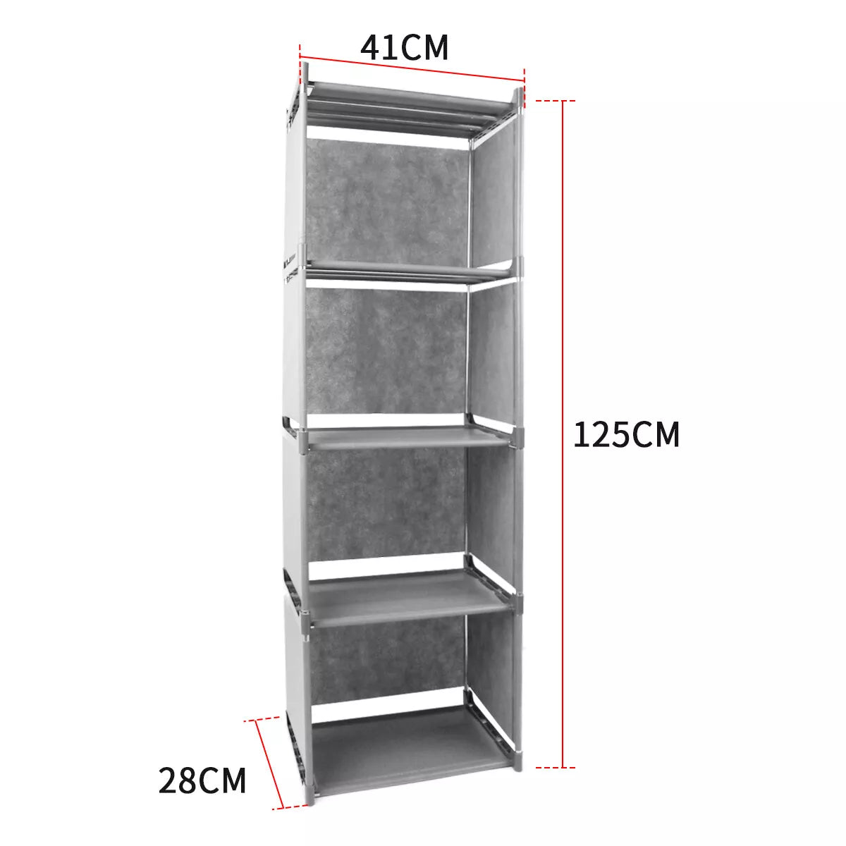 5-Lagen Boekenkast met 4 Opbergvakken – Moderne Boekenplank en Displaykast – Opvouwbare Organizer van Non-Woven Stof &amp; PP – Ruimtebesparend Opslagrek voor Boeken, Documenten en Decoratie – 125×41×28 cm – Lichtgewicht &amp; Duurzaam