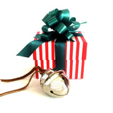 Polar Express Slee Kerst Bel Luxe - Cadeauset:Unieke Zilveren Bel met Premium Leren Harnas, Fluweelzakje, Geschenkdoos met Rood-Witte Strepen, Strik & Lint, Inclusief Echtheidscertificaat van Elf & Rendier