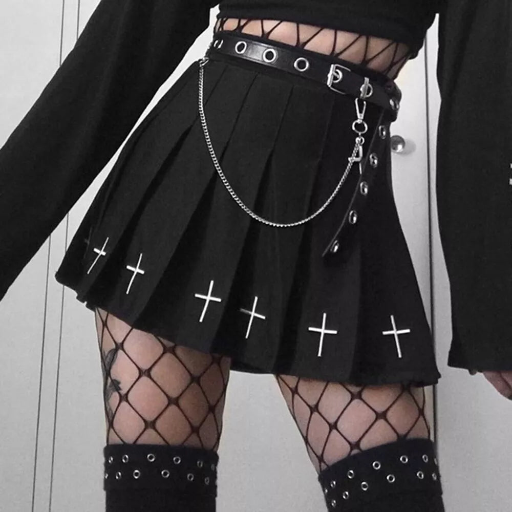 Vrouwen Mini Geplooide Rok - Gothic Punk Stijl - Schotse Ruit in Rood, Blauw, Zwart en Wit - Hoge Taille - Verkrijgbaar in S/M/L/XL/XXL