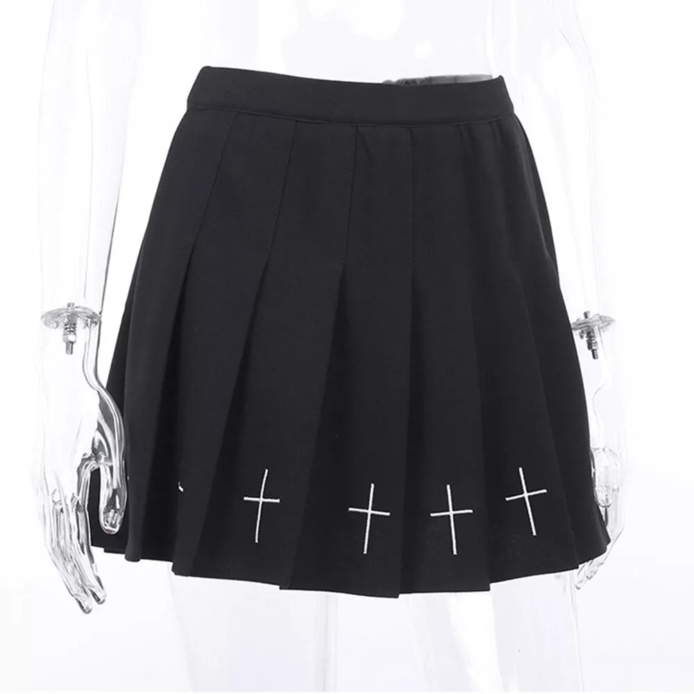 Vrouwen Mini Geplooide Rok - Gothic Punk Stijl - Schotse Ruit in Rood, Blauw, Zwart en Wit - Hoge Taille - Verkrijgbaar in S/M/L/XL/XXL
