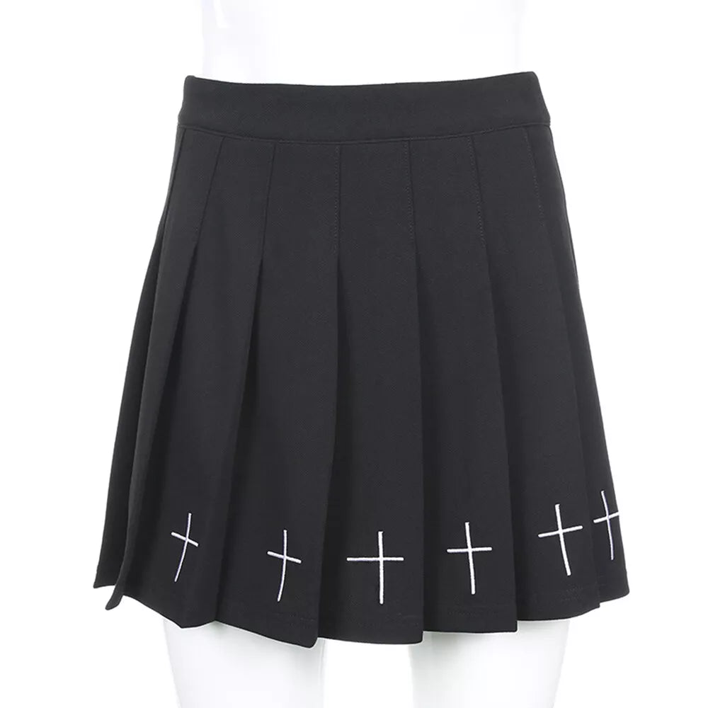 Vrouwen Mini Geplooide Rok - Gothic Punk Stijl - Schotse Ruit in Rood, Blauw, Zwart en Wit - Hoge Taille - Verkrijgbaar in S/M/L/XL/XXL