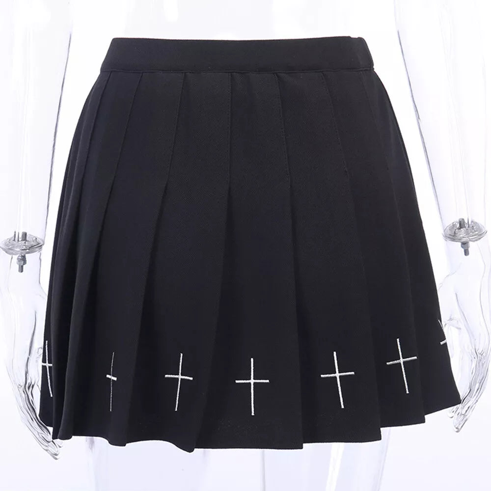 Vrouwen Mini Geplooide Rok - Gothic Punk Stijl - Schotse Ruit in Rood, Blauw, Zwart en Wit - Hoge Taille - Verkrijgbaar in S/M/L/XL/XXL