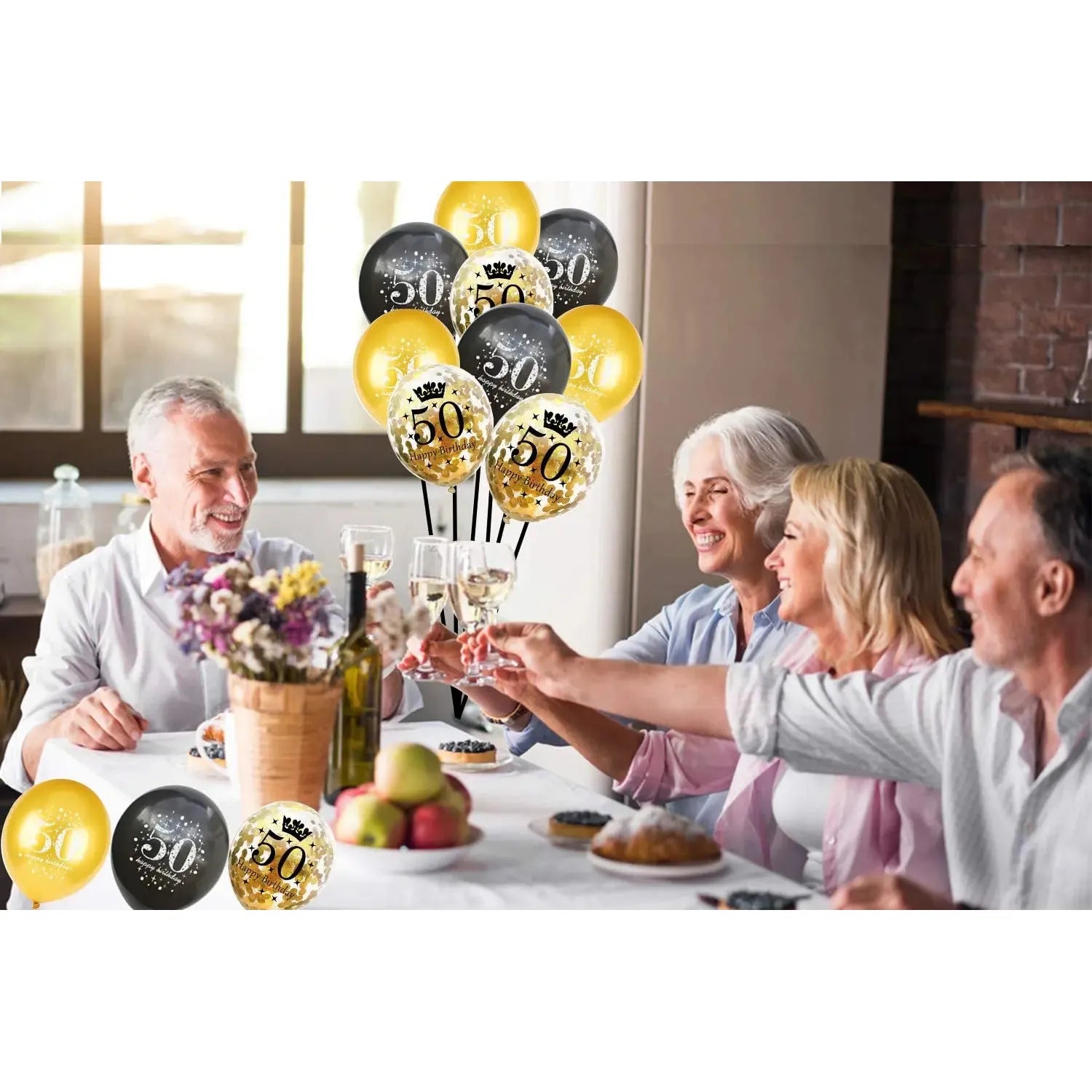 Feestelijke 17/ 21/ 30/ 50ste Verjaardagsballonnen Set - 18 Elegante Stuks in Zwart, Roségoud & Confetti - Ideaal voor Verjaardagsdecoratie van Mannen en Vrouwen - Inclusief Gouden Confetti Ballonnen, Groot Formaat voor een Onvergetelijke Viering