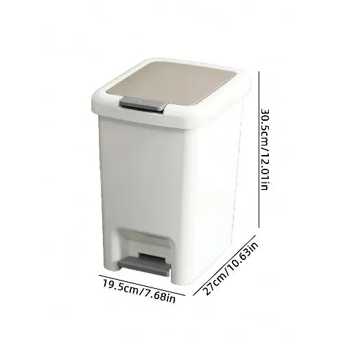 Compacte Plastic Pedaalemmer 5L – Hygiënische Voetbediening – Afvalbak voor Badkamer, Slaapkamer, Kantoor of Studentenhuis – Duurzame Kunststof Prullenbak met Deksel, 30×19,5×27 cm, Lichtgewicht & Eenvoudig Schoon te Maken