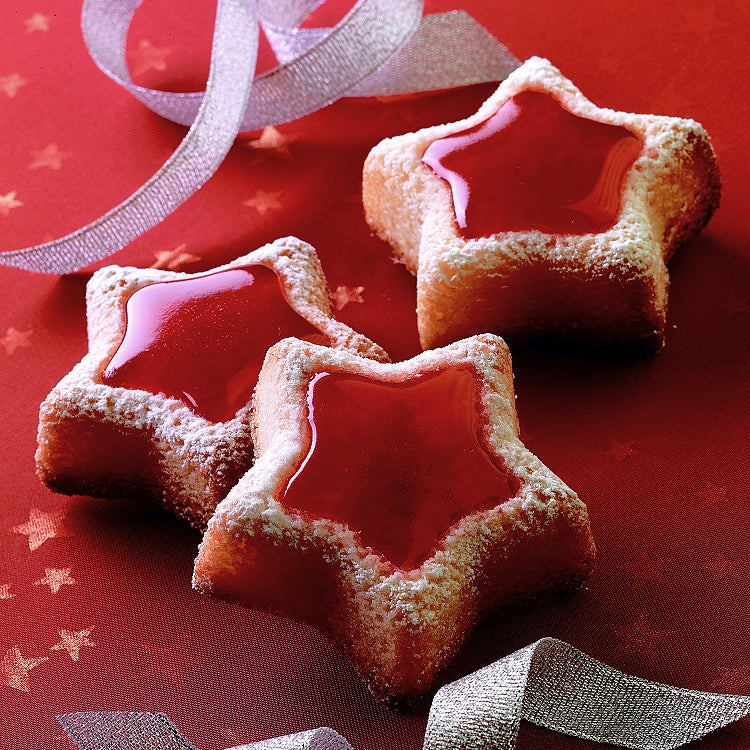 SENZA Siliconen Bakvorm - Kerst Koekjes Vorm – 8 Stervormige Vormen – Flexibele Muffinvorm , Cupcake Vorm , Chocolade Mal - Quiche Vorm - Linzer Koekjes Vorm  - Voor Cakejes En Gebak