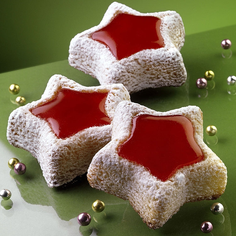 SENZA Siliconen Bakvorm - Kerst Koekjes Vorm – 8 Stervormige Vormen – Flexibele Muffinvorm , Cupcake Vorm , Chocolade Mal - Quiche Vorm - Linzer Koekjes Vorm  - Voor Cakejes En Gebak