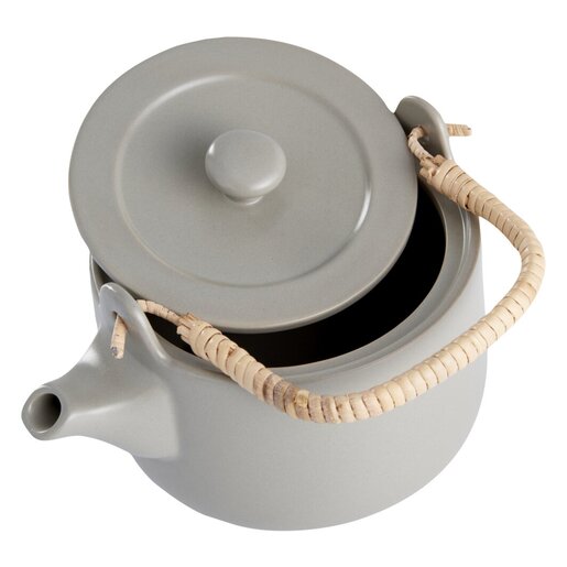 DAY theepot 1 liter keramische theepot – klassieke tea pot met deksel en handgreep – ronde thee pot met schenktuit – servies theekan voor thee zetten en serveren – beige theepot met handvat