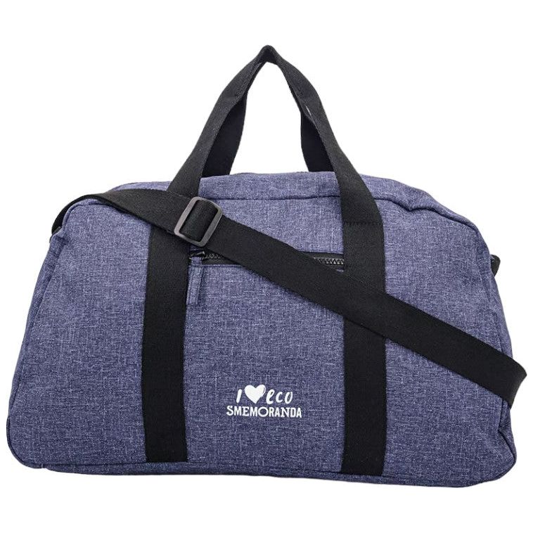 Smemoranda Weekendtas - Reistas - Duffel  - Schoedertas  – Navy Blue – Minimalistisch Design – 100% Recycled Polyester – Duurzame Ecologische Tas met Ritssluiting – Verstelbare Schouderband – 27x27x23 cm