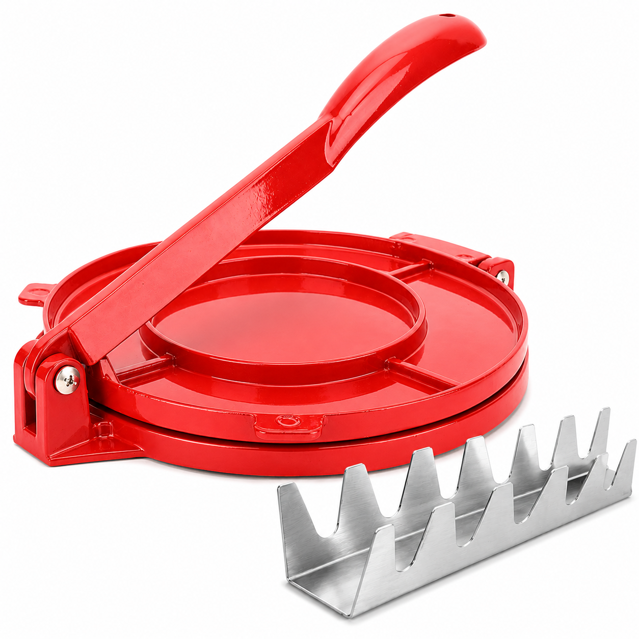 Grill Guru Tortilla Set - Tortilla Pers 24cm - Taco Pers - Wrap Pers - Flatbread Maker - Roti Pers met Tacohouder - Aluminium Keukenpers voor Tortilla’s, Wraps, Taco’s en Flatbreads - Inclusief Taco Houder