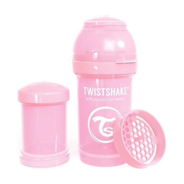 Twistshake Anti-Colic Babyfles – 180ml Fles met Doseerdoosje en Mixzeef – BPA-vrij – Brede Hals – Inclusief Speen vanaf 0 Maanden – Grijpbaar Design – 7,1x7,1x15,9 cm – 125g