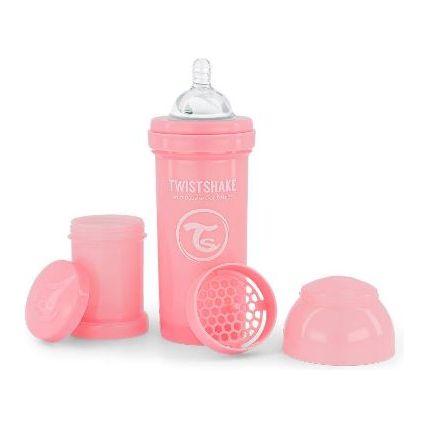 Twistshake Anti-Colic Babyfles – 180ml Fles met Doseerdoosje en Mixzeef – BPA-vrij – Brede Hals – Inclusief Speen vanaf 0 Maanden – Grijpbaar Design – 7,1x7,1x15,9 cm – 125g