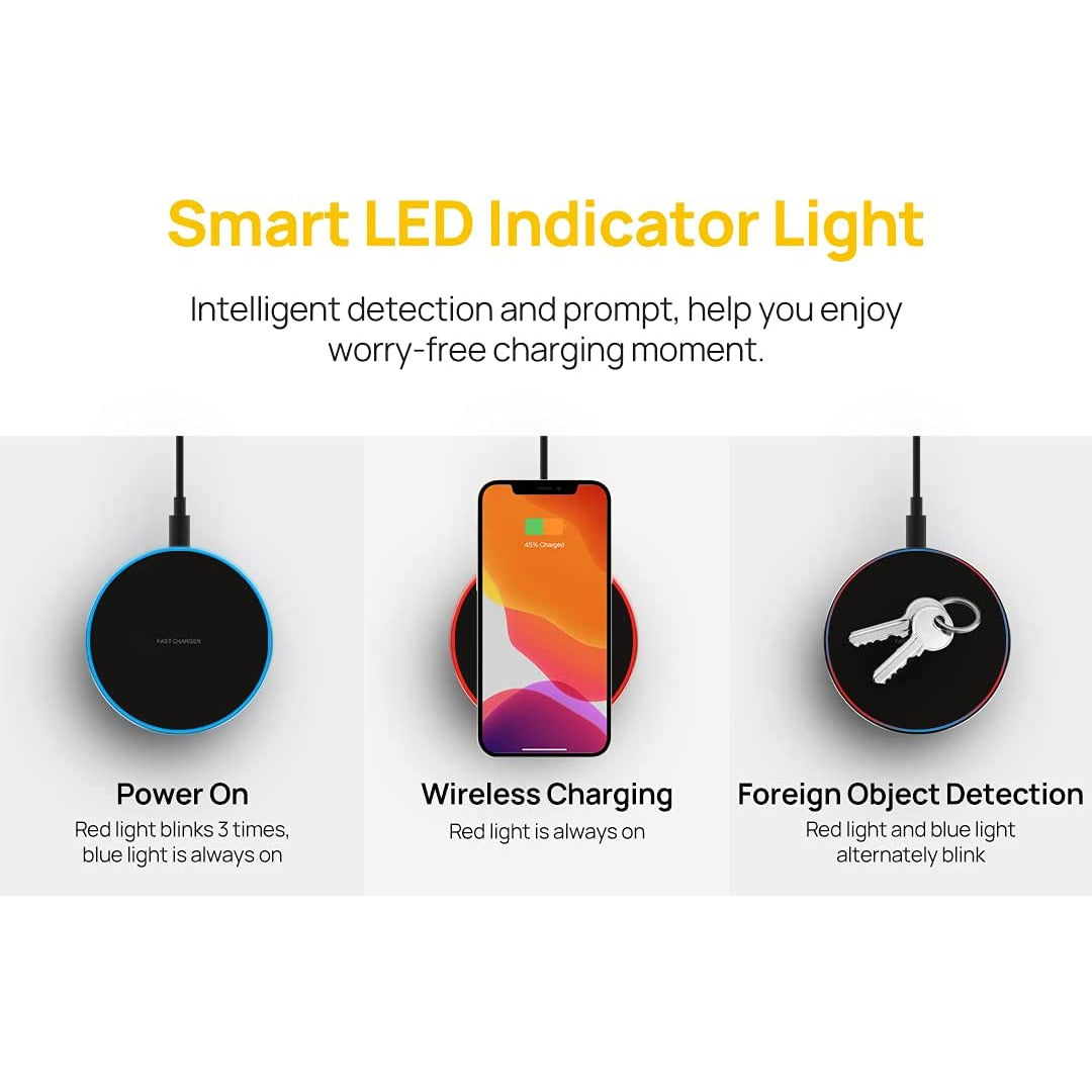 Ulefone - Draadloze Mobiel Oplaadpad (15W) - Qi Draadloze Oplader  - Wireless Fast Charger - Compatibel met Ulefone Armor 17 Pro, Power Armor 14 Pro/14/13, Armor 12/11T/11/10/7/7E - QC/PD Protocol voor Andere Telefoons