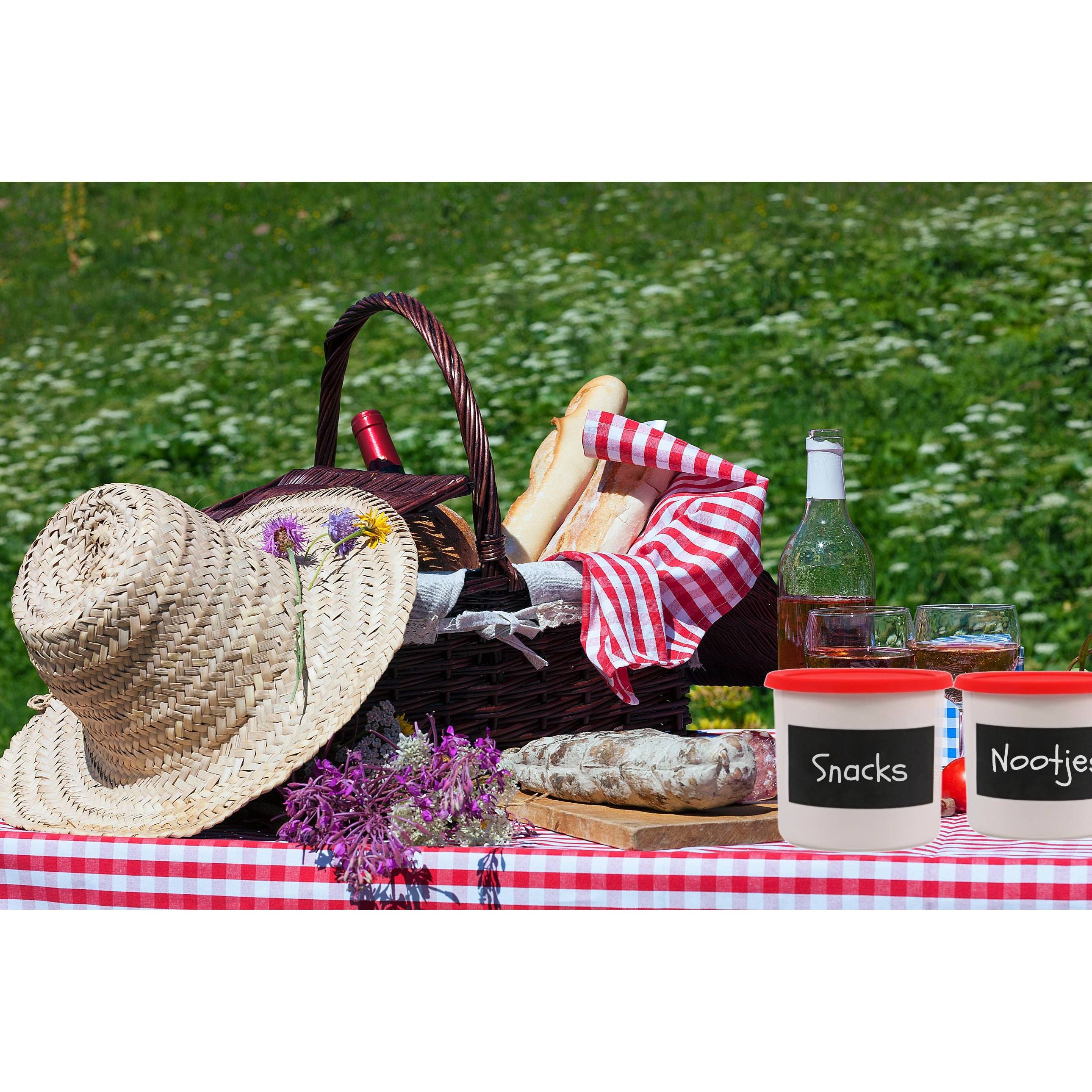 2 Stuks - Porseleinen Opbergpot Met Krijt Label – 850 ML – Luchtdichte Voorraadpot – Stapelbare Container – Ideaal Voor Droogwaren, Snacks en Vloeistoffen
