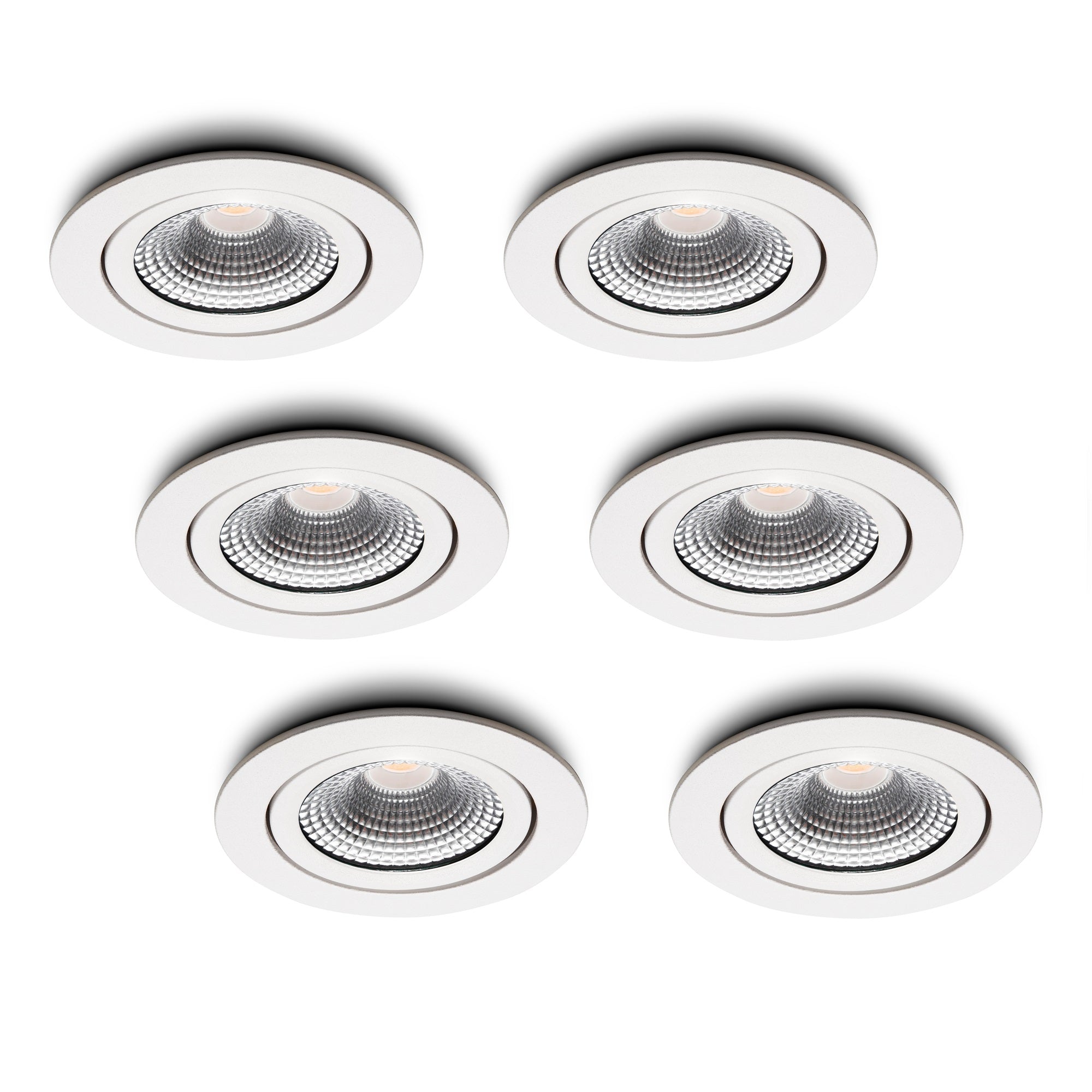 6-Pack Ronde LED Inbouwspots met Kantelbare GU10 Fitting - Dimbare, Energiezuinige A++ Verlichting - IP44, Warm Wit (2700K) - Wit - CE/RoHS