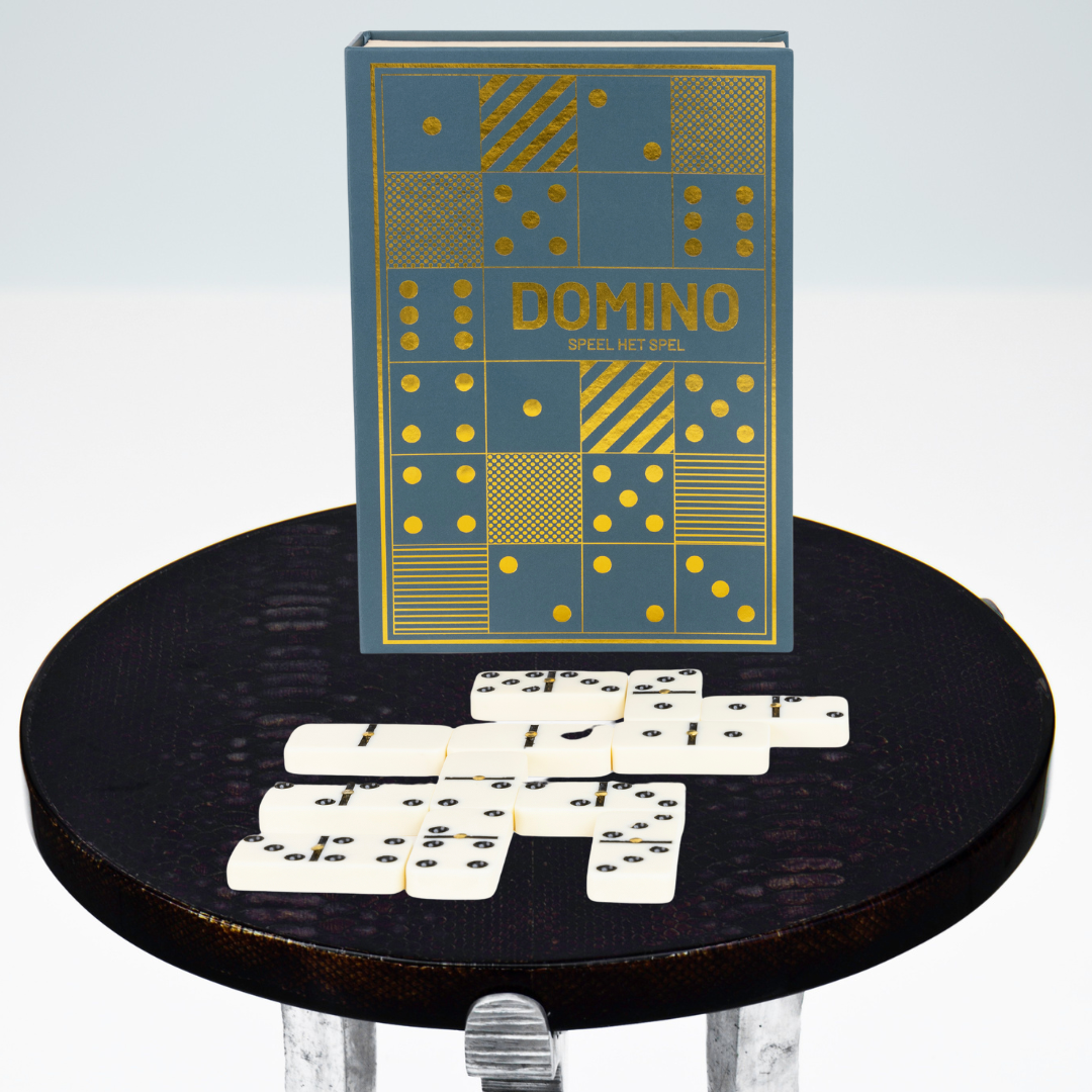 Domino Spel in Luxe Boekvormige Opbergdoos – Klassiek Tafelspel – Compact en Perfect voor Reizen – Afmetingen Opbergdoos 14.5x4.5x20cm
