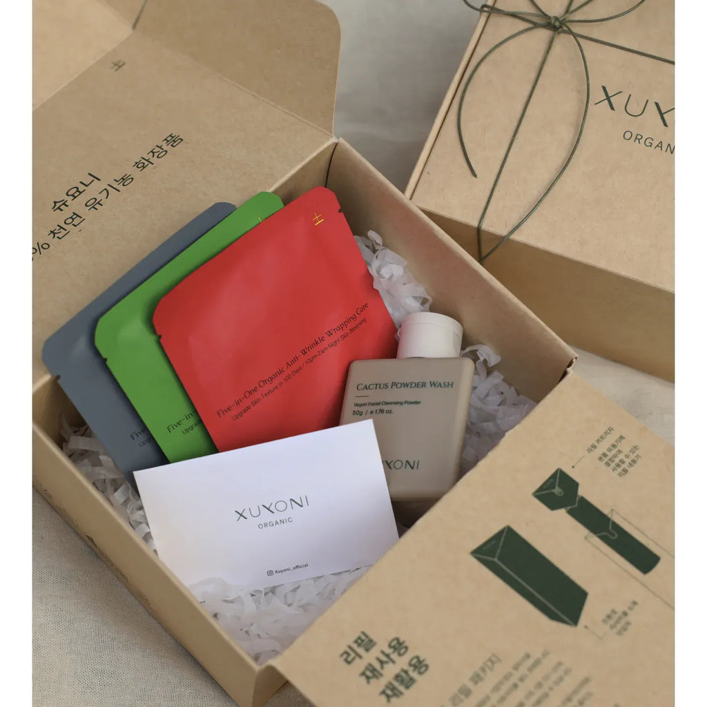 3 Stuks – Xuyoni Milieuvriendelijke cadeauset - Uit Korea – Natuurlijke huidverzorging – Duurzame giftbox – Organic cleansing oil – Solid serum bar – Vegan huidolie – Zero waste verzorgingsset – Eco skincare giftset – Huidverzorgingspakket - Kerst Pakket