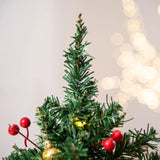 HOMCOM Kunstkerstboom - 60 cm - Met 15 LED Lampjes - Inclusief 24 Gouden Ornamenten - Compacte Tafelkerstboom met 73 Takken en Betonnen Voet