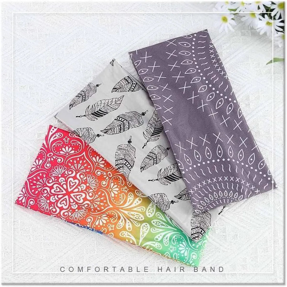 3 Stuks - Bohemian Elastische Haarbanden - Hoofdbanden - Comfortabel en Trendy - Zacht En Herbruikbaar