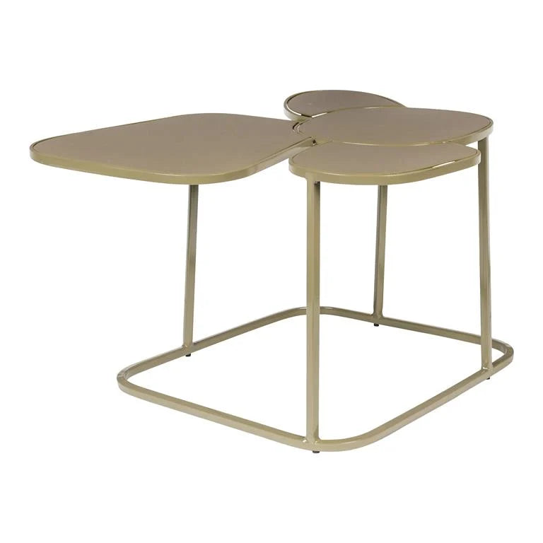 Zuiver Moondrop Multi Bijzettafel - Design Metalen Tafel in Klei Olijfgroen - Hoogglans Emaille Tafelblad - Vijfhoekig - 34,5 cm Hoog x 59,5 cm Breed