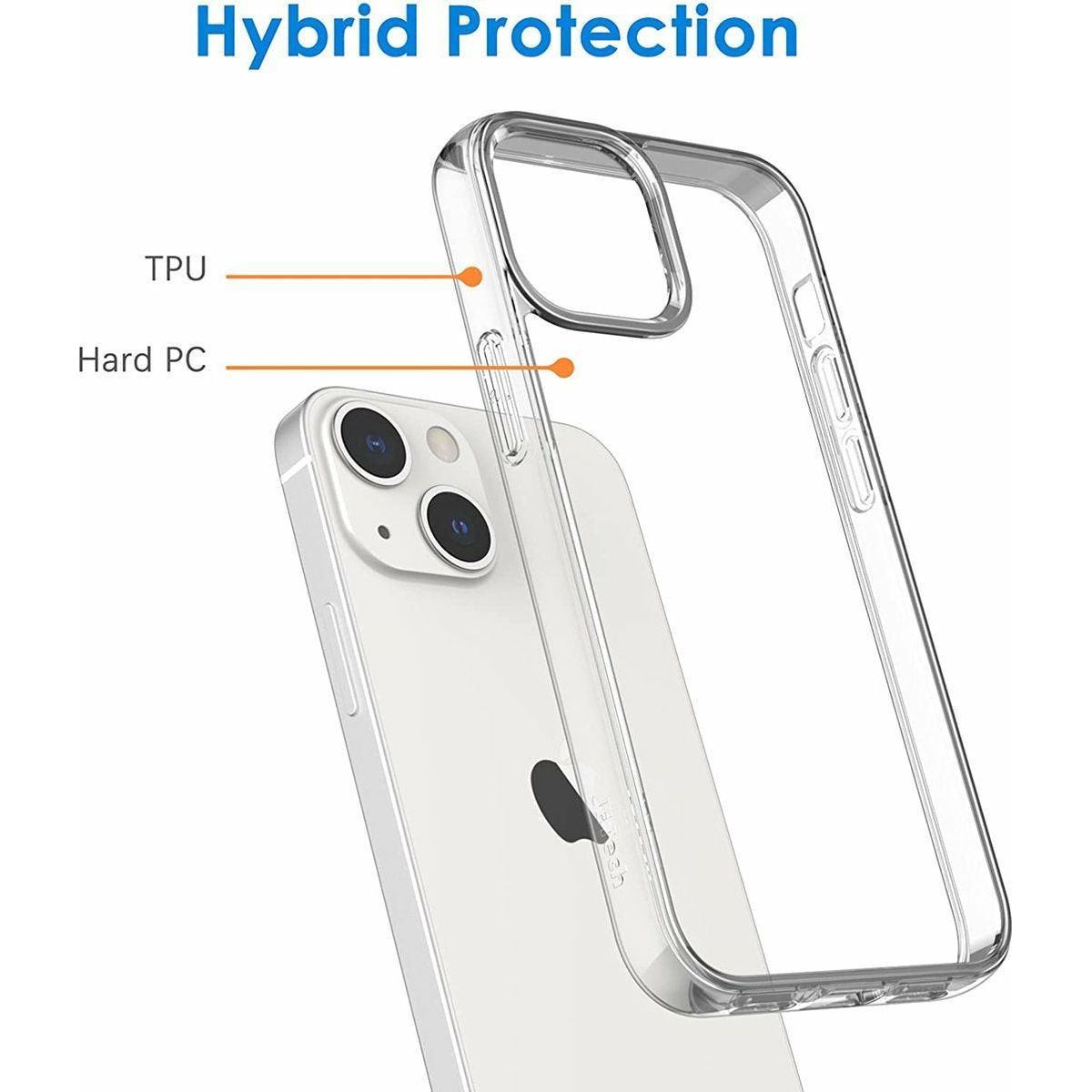 iPhone 13 Hoes - Slanke en Krasbestendige Transparante Hoes voor iPhone 13 (6,1-inch) - PC + TPU Materiaal - Schokabsorberende Bescherming met Verhoogde Randen - Ondersteunt Draadloos Opladen - Perfecte Pasvorm met Toegang tot Alle Poorten