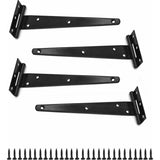 4 Stuks Poortscharnieren / hekscharnieren staal zwart - 40 x 3.5 cm - sluitwerk en hekwerkonderdelen - voor poorten / kruishengen
