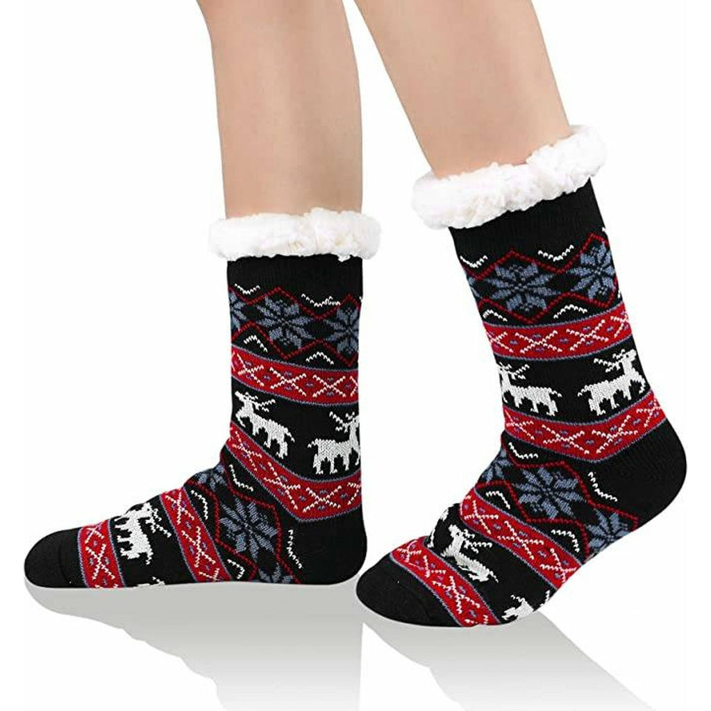 Warme Anti-slip Kinder Huissokken- Antislip sokken - maat 22 tot 25 - 1 paar - Grijs Oranje