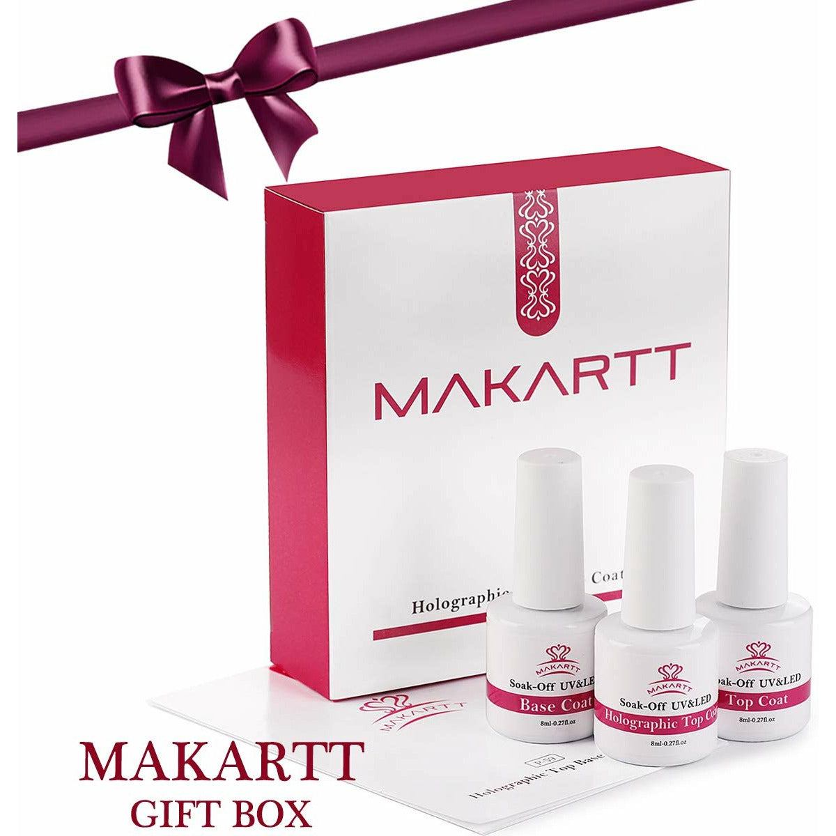 Makartt Holographic Gel Nagellak | No Wipe Top Base | UV LED | 21 Dagen Langdurigheid | Glitter Mirror | Poly Nail Extension Gel | Shine Afwerking