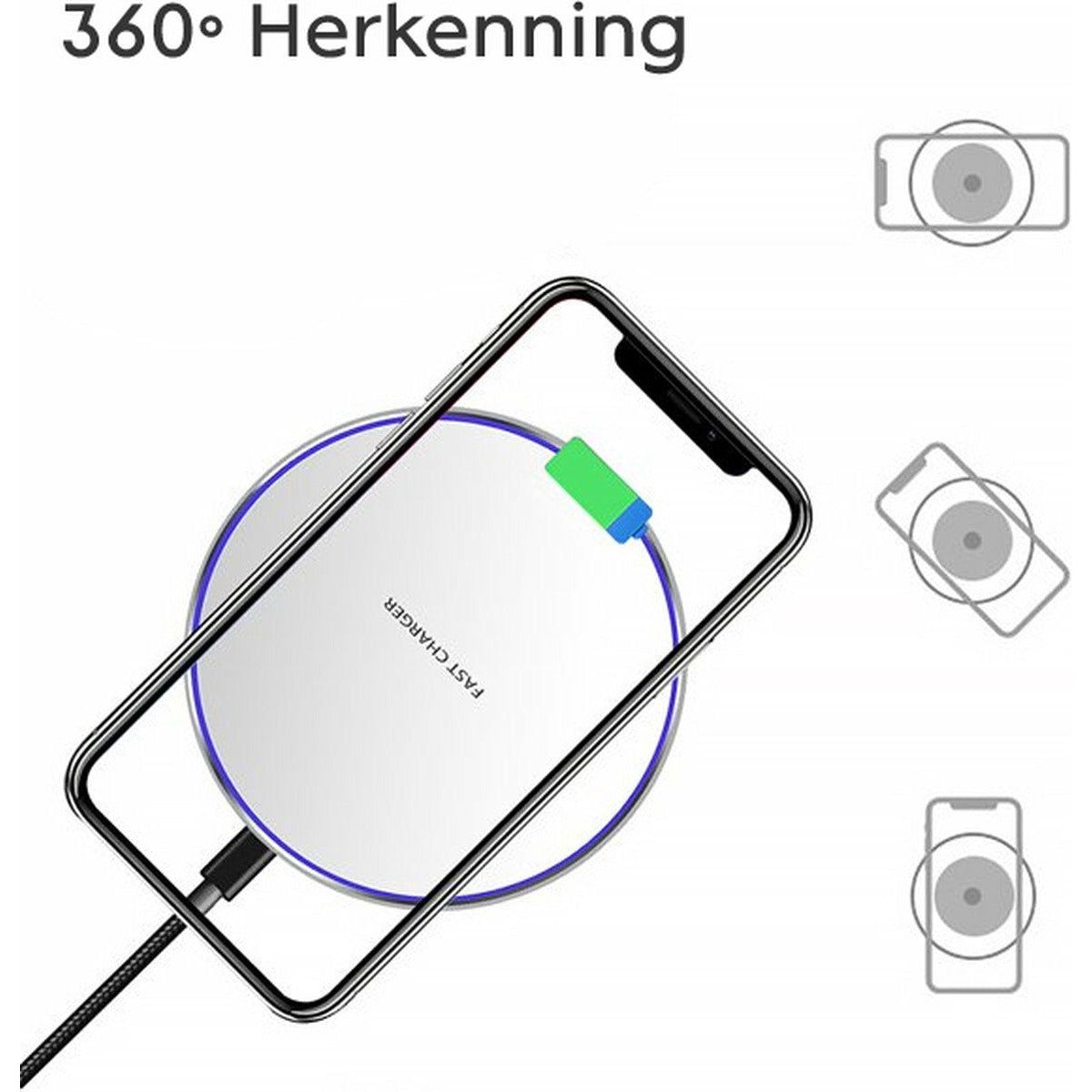 Smartphone Draadloze Fast Charger - Wireless Oplader - Qi - Geschikt Voor Mobielen En Oordopjes Met Draadloos Opladen