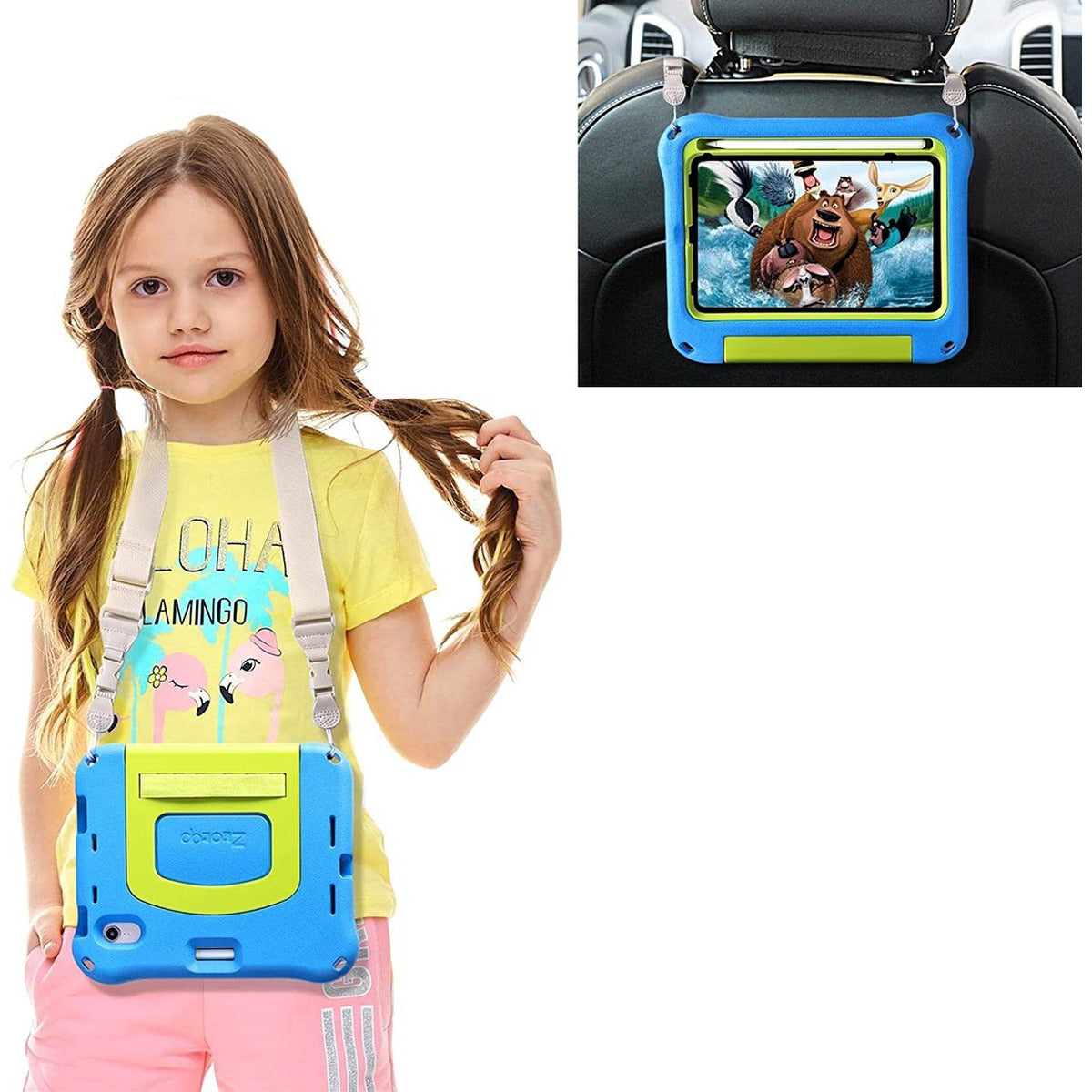 iPad Mini 6 Hoes – siliconen kinder case – schokbestendige tablethoes – iPad Mini 6e generatie model A2568 A2569 – met ingebouwde schermbeschermer – potloodhouder – verstelbare draagriem – standaard – kindvriendelijke beschermhoes – 2021 cover