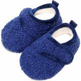Wollen Peuter Slofjes - Warme Huis Slippers - Anti Slip Zolen - Unisex - Maat 29 - Donker Blauw