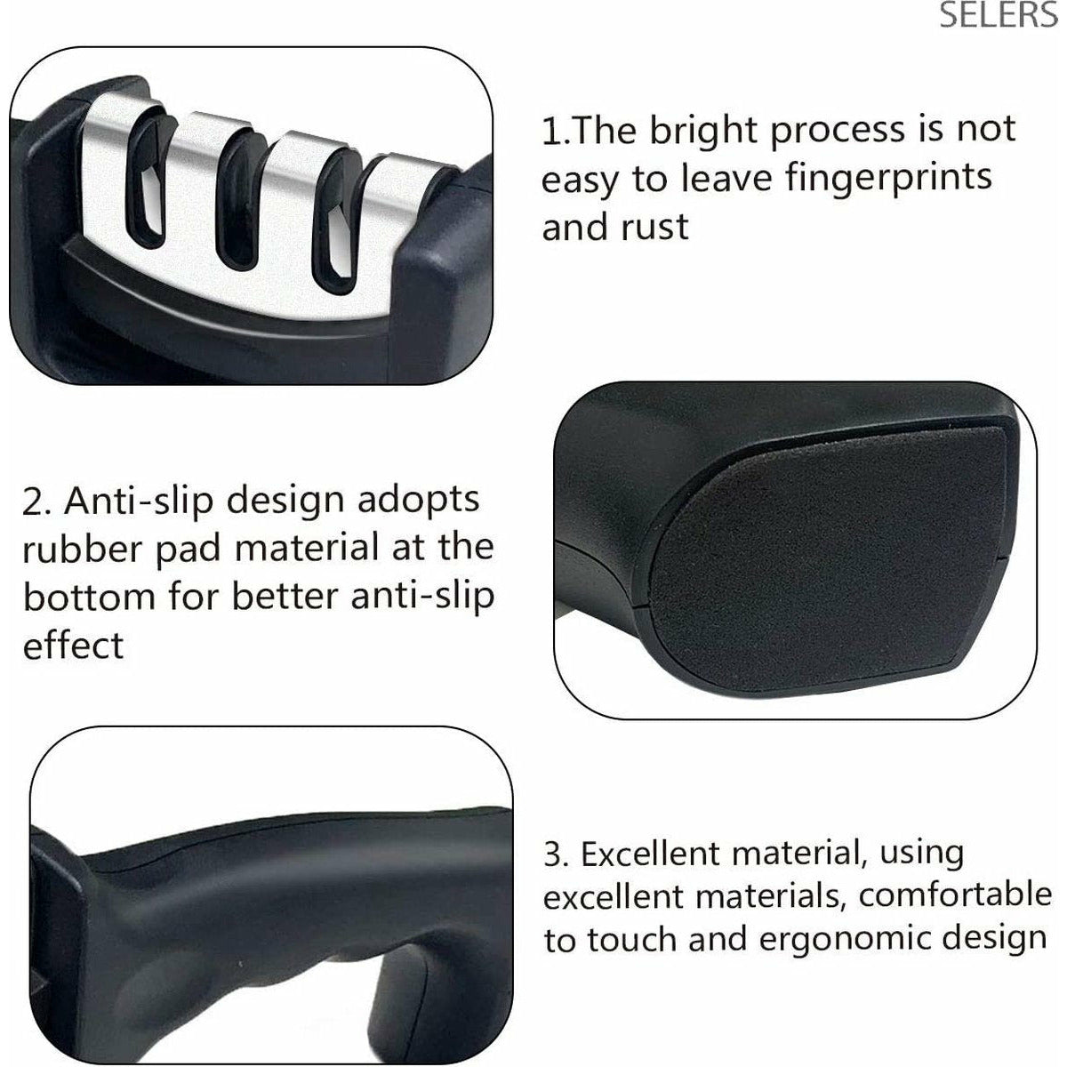 3-Traps - Multifunctioneel Messenslijper - Professioneel Tungsten, Diamant & Keramiek - Precisie, Fijne & Grove Slijping - Antislip & Ergonomisch Design - Zwart
