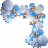 132 Delig - Ballonboog Kit - Meerdere Ballon Maten - Ballon Garland Arch Kit - Latex Ballonnen - Inclusief Zelfklevend Ophanghaakjes En Band - Geschikt Voor Verjaardag En Baby Shower - Feest Decoratie - Blauw / Wit / Goud