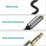3,5 mm Jack naar 6,35 mm Jack Audiokabel - 3 Meter - Nylon Gewoven - Vergulde Connector - Stereo - HiFi - met Aluminium Behuizing