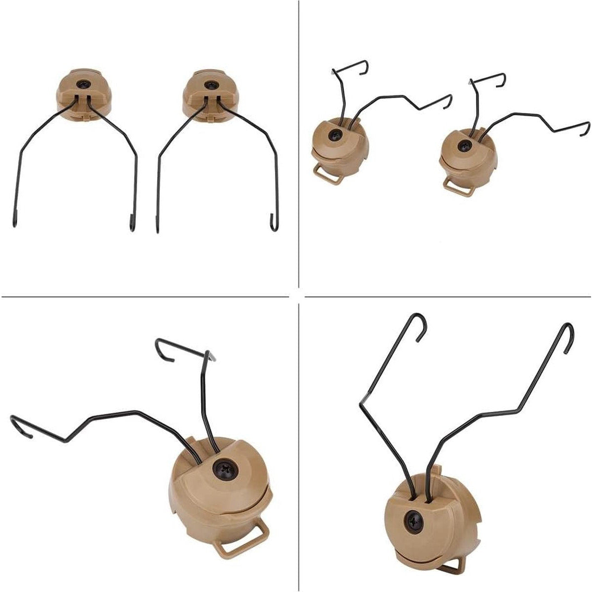 Gehoorkap Helm Adapter - Helmbevestiging Voor Oorbeschermers - Oorkappen Helm Verbind Stukken - Oorbeugel Helm Bevestiging - Met Rails - Met Rail Adapter - Airsoft helm Accessoires - Geschikt Voor De Sordin / MICH 2001 / IBH Helm - Beige