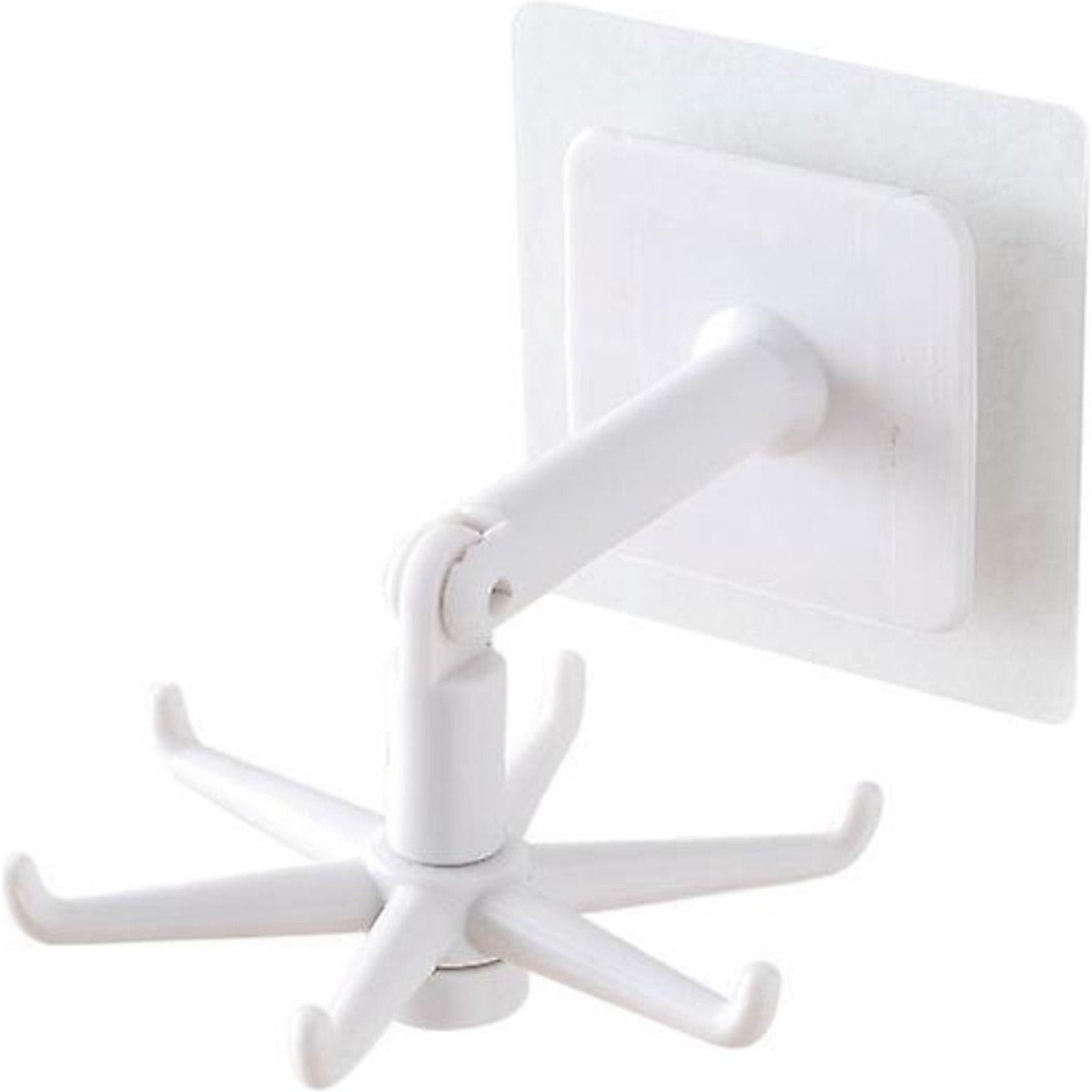 6 Stuks - 360° Roterende Haak - Multifunctionele Flip Haak - 180 Graden Kantelbaar - Draaiende Keukengerei Houder - 6 Haken Per Kop - Waterdicht - Zelfklevend - Vouwhaak - Muurhaak - Geschikt Voor Badkamer - Keuken - Kantoor - Garage - Handdoek - Wit
