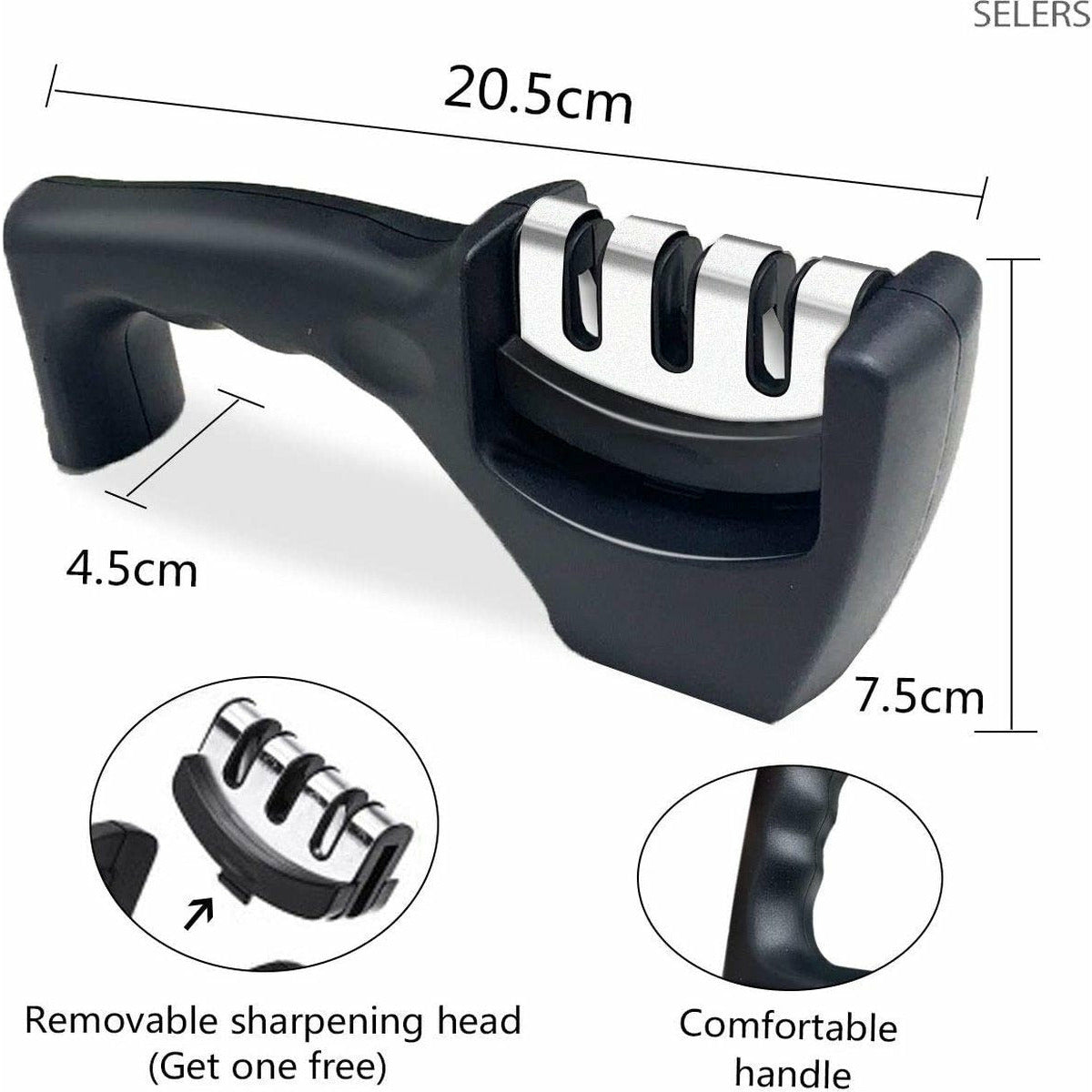 3-Traps - Multifunctioneel Messenslijper - Professioneel Tungsten, Diamant & Keramiek - Precisie, Fijne & Grove Slijping - Antislip & Ergonomisch Design - Zwart