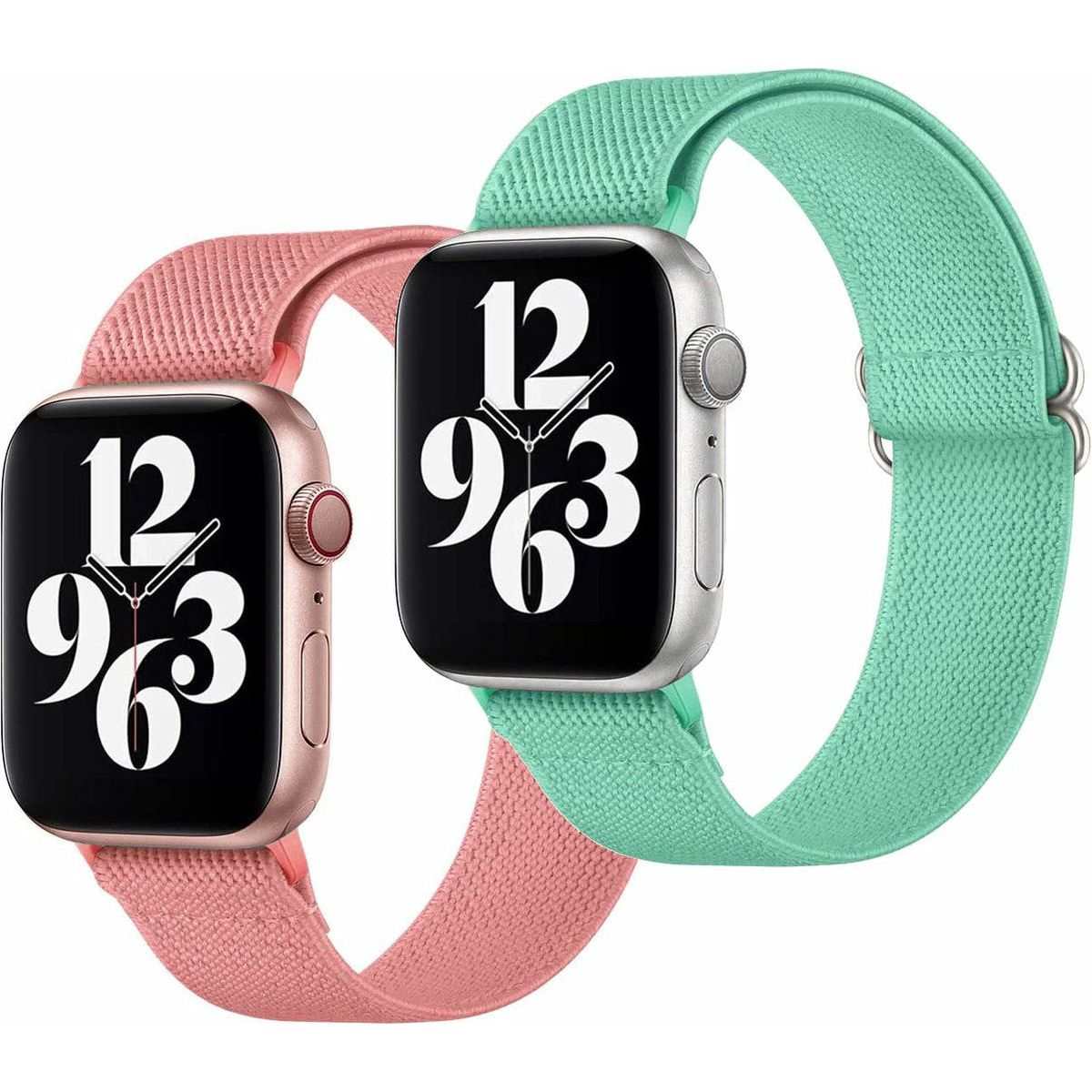 2-Pack Nylon Apple Watch Band – Verstelbare Horlogebandjes Voor Apple Watch 42mm 44mm 45mm – Compatibel Met iWatch Series 1-9 SE Nike+ Sport Edition – Zachte Ademend Nylon Strap – Lichtgewicht Polsband – Herens &amp; Dames
