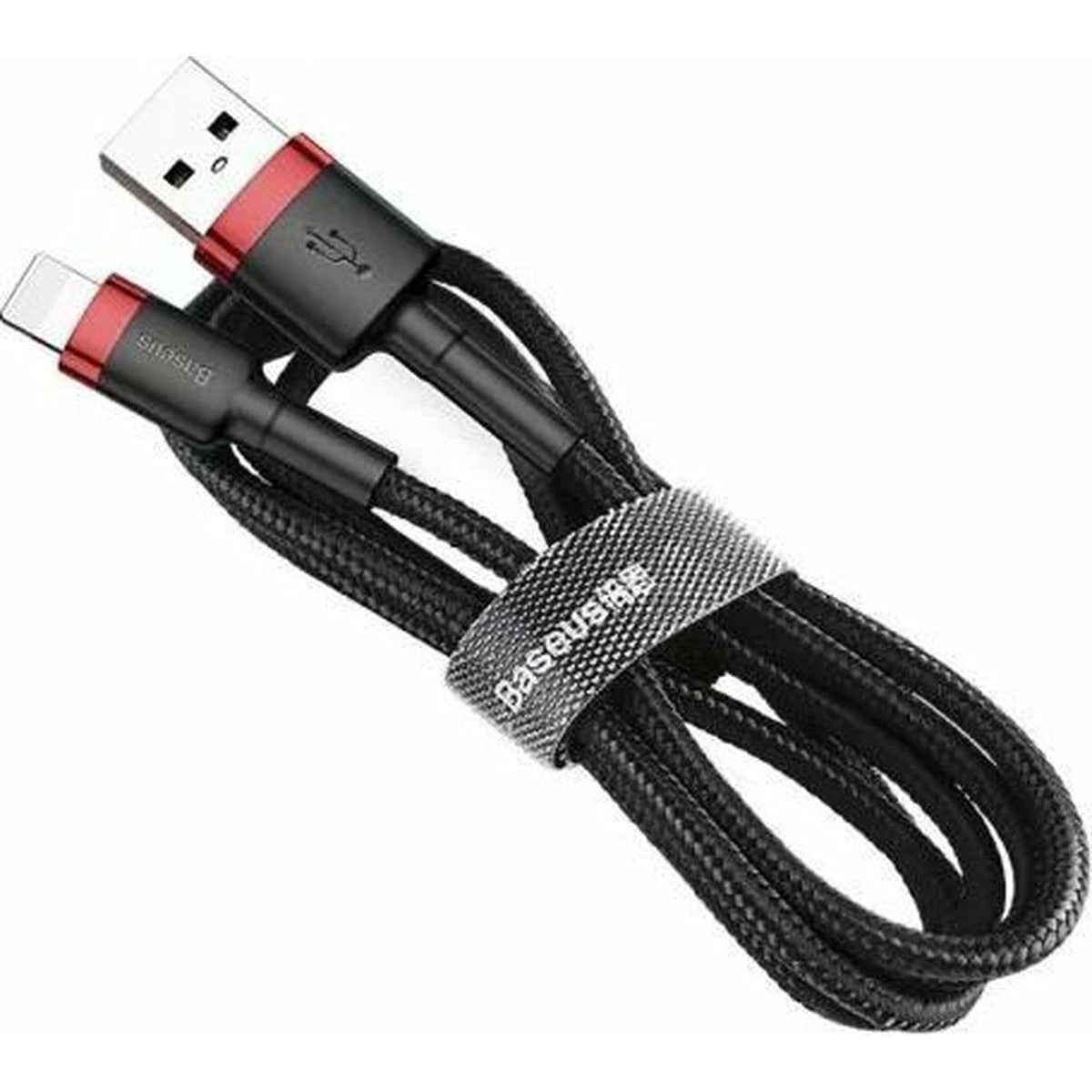 Baseus - 2 meter USB Lightning Kabel - Geschikt voor Apple iPhone - Nylon Gevlochten Oplaadkabel - Duurzaam Ontwerp - USB naar Lightning Kabel - Bestandsoverdracht en Opladen - Aluminium Connectors - Anti-War Technologie