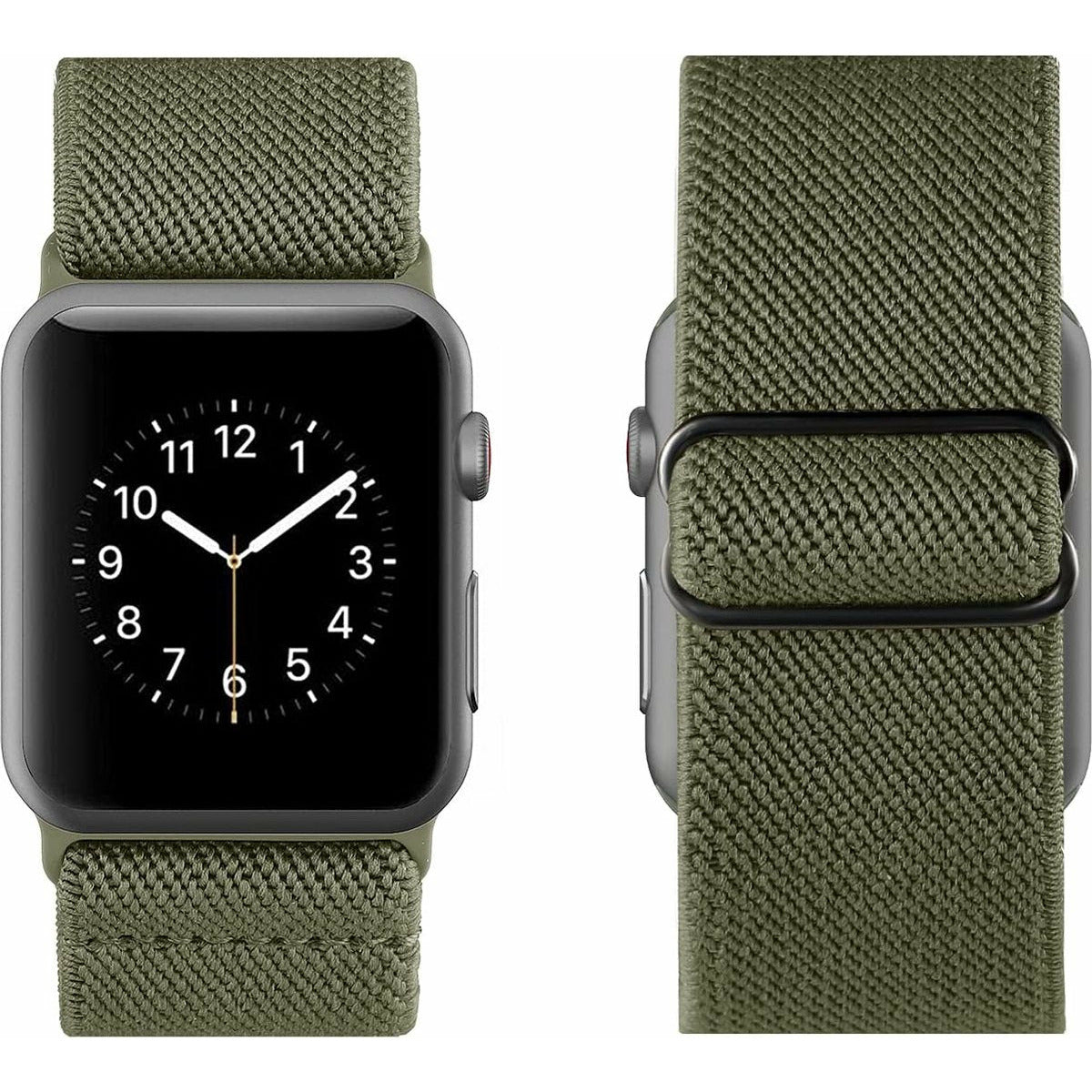 2 Stuks | Elastische Solo Loop horlogebanden | Compatibel met Apple Watch 42 mm - 44 mm | Gevlochten Nylon Sportbanden | Verstelbare Vervangingsbanden | Duurzaam, Licht en Sterk | Compatibel met Apple Watch Series 7/6/5/4/3/2/1/SE |Unisex |