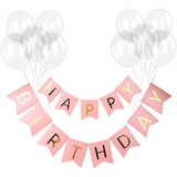 Happy Birthday Feest Pakket - Met Banner En Ballonnen - Verjaardag Garland - Feestdecoraties - Inclusief 5 Ballonnen En Lint - Roze