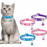 4 Stuks | Katten Halsbanden met bel | Hart patroon | Kattenband | Kattenhalsband met belletje | Kattenhalsbandjes met veiligheidssluiting in meerdere kleuren