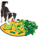 Hond Snuffelmat - Dieren Intelligentie Speelgoed - 70 x 40 cm - Wasbaar - Antislip - Opvouwbaar - Stimuleert Natuurlijke Voedselzoektocht - Geurtraining - Interactieve Puzzelmat voor Honden - Groen / Geel