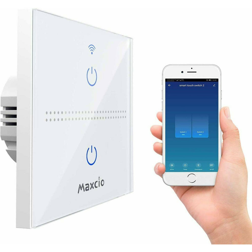 Maxcio - Smart WiFi-lichtschakelaar - Alexa Smart Wall Light Switch - Schakelaar - App Voice Control - Timer/ Schema - 1Gang, 1Way - Alexa - Google Assistant - Home Control - Smartlife APP- (Neutrale Draad Vereist)