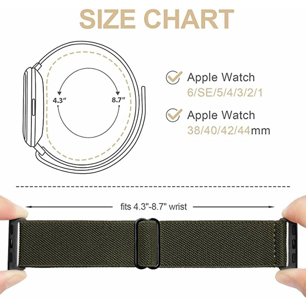 2 Stuks | Elastische Solo Loop horlogebanden | Compatibel met Apple Watch 42 mm - 44 mm | Gevlochten Nylon Sportbanden | Verstelbare Vervangingsbanden | Duurzaam, Licht en Sterk | Compatibel met Apple Watch Series 7/6/5/4/3/2/1/SE |Unisex |
