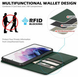 SHIELDON - SAMSUNG S21 Plus Wallet Case - SAMSUNG Galaxy S21 Plus 6.7-inch Folio Leer Case - Midnight Groen