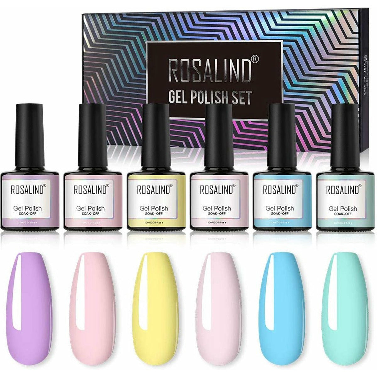 Rosalind 6-delige Semi-Permanente Gellak Set - Langdurige Gellak voor Meer dan 14 Dagen - 10 ml per Fles - Veilig, Natuurlijke Ingrediënten en Gemakkelijk aan te Brengen - Nagellak Set - Inclusief Professionele Instructies