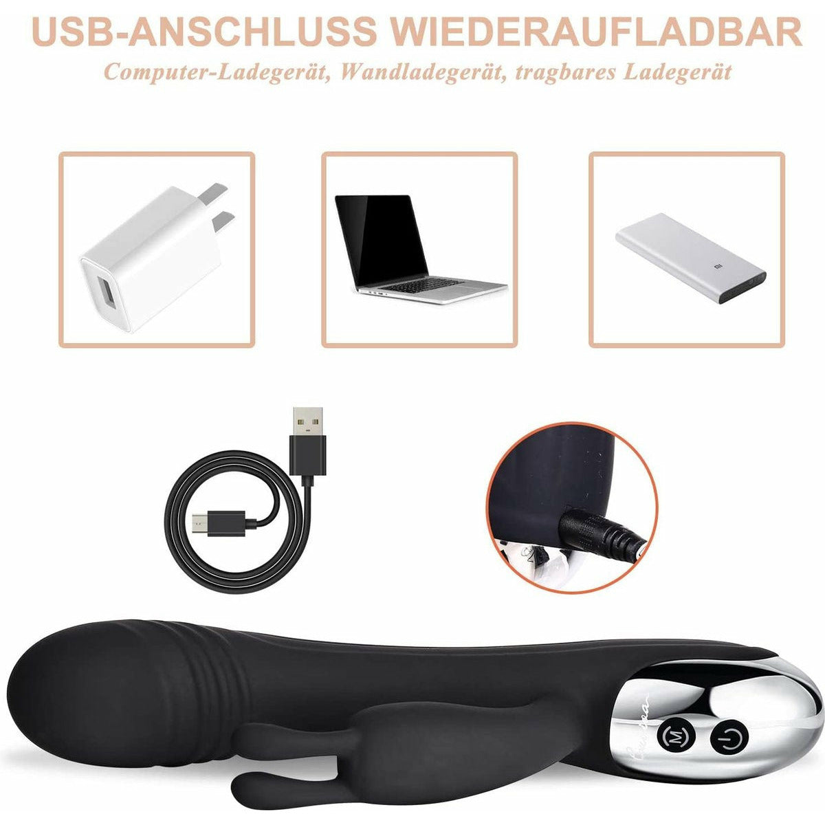 Louviva - Krachtige 2 In 1 Rabbit G-spot Vibrato -r Met 7 Pulse Frequenties - en 7 Vibratie Modi - USB - Oplaadbaar - Waterdicht - Massager -Zwart