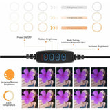 Led Ringlamp met Bluetooth Afstandsbediening - Statief - Studiolamp - Verstelbaar -25 cm/10 inch - Tripod - USB - met 3 Lichtmodi en 10 helderheidsniveaus - voor Mobiel, Camera, YouTube, Make-up, Streaming, TikTok, Instagram