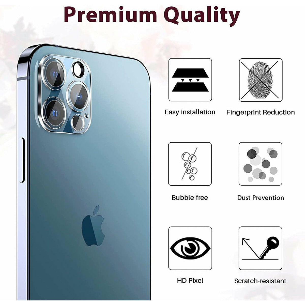 3 Stuks - EGV Camera Lens Protector - Compatibel met iPhone 12 Pro Max 6.7" - Ultra Dun - Glas - Krasbescherming - Lens Cover